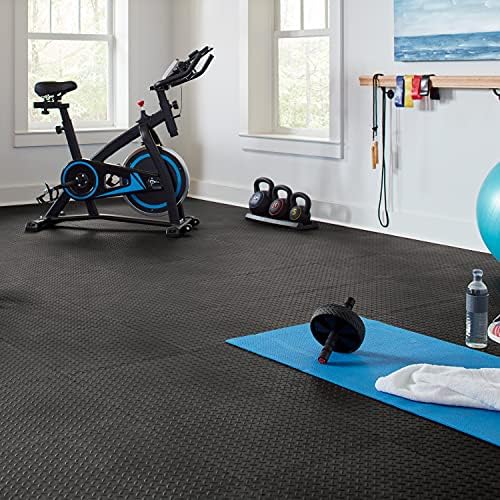 VersaTex Garage Floor 18 x 18 inch Square Rubber Diamond Plate Interlocking Floor Tiles for Home Gym, Garage Flooring, Trade Show Flooring, Basement Tiles, 24 Pack (Black) - Image 5