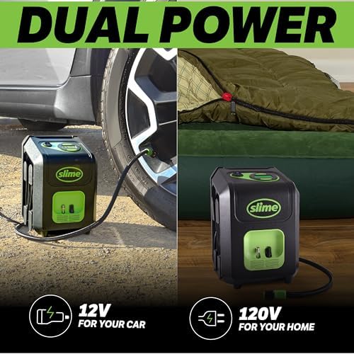 Slime 40052 Tire Inflator, Portable Car and Home Plug, SUV, 4x4 Air Compressor, Inflate Right automatic shut off, with Digital 99 psi Display, Dual Cord Storage, LED Light, 12V, 120V, 6 min inflation - Image 5