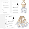 Boao 50 Sets Hanging Car Air Freshener Diffuser Bottles with 2 x 3.54 Inch Car Diffuser Instructions Cards for Empty Essential Oil Bottles (White Card,Round Diamond)
