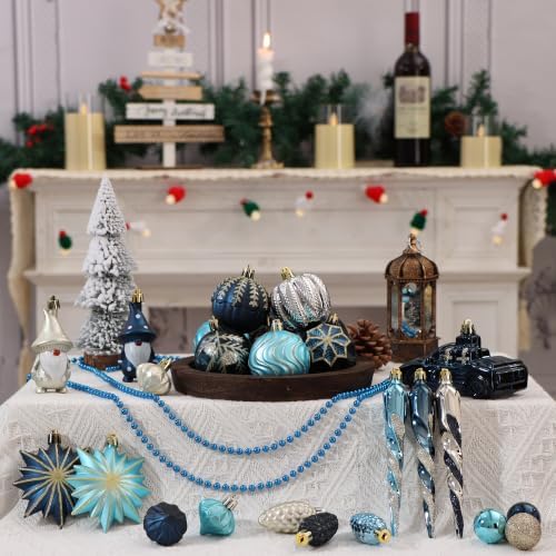 Blue and Gold Fall Christmas Ornaments for Tree Thanksgiving Decorations - Image 6