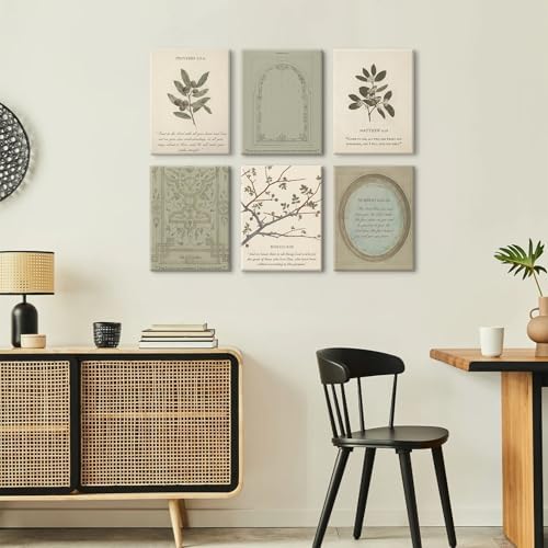 Sage Green Christian Wall Art Posters Vintage Bible Verse Canvas Wall Decor Scripture Botanical Art Prints Religious Pictures Christian Paintings Artwork Living Room Bedroom 12x16x6 Inch Ready to Hang - Image 7