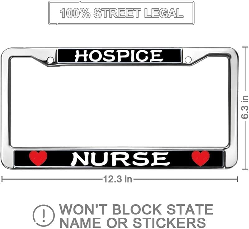 Heart Pattern Nurse Saying Funny Metal License Plate Frame Gift Love Nurse Gift License Plate Frame 2 Holes Love Nurse Gift Car Accessories License Plate Frame Funny