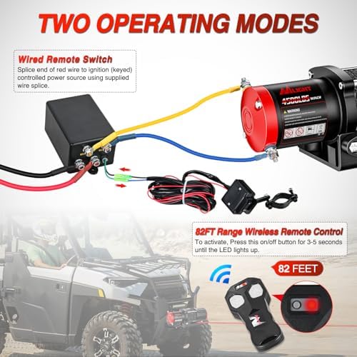 Nilight ATV UTV Electric Winch 12V 4500 lb w Synthetic Rope Remote Control - Image 6