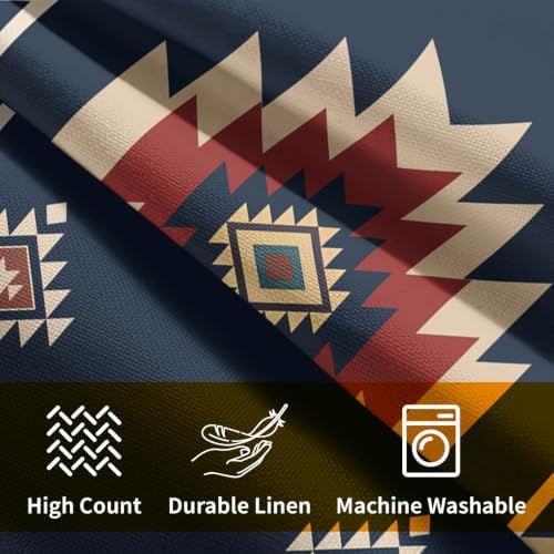 Sweetshow Blue Aztec Southwest Pillow Covers Set of 2 Linen 22x22 Inches - Image 4