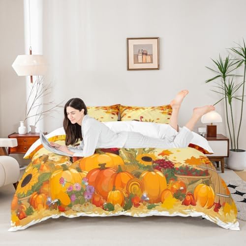 Feelyou Autumn Duvet Cover Twin Size for Kids Boys Girls - Image 3