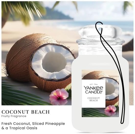 Yankee Candle Paper Car Jar, Coconut Beach (Pack of 6)