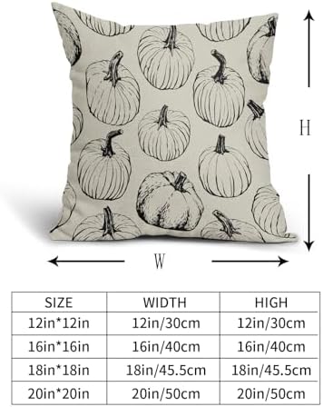 Fall Pillow Covers 16x16 Set of 2 Balck Pumpkin Autumn Themed Thanksgiving Harvest Print Decorative Throw Pillows Outdoor Pillowcase Farmhouse Linen Cushion Case Decor for Sofa Couch Bed - Image 5