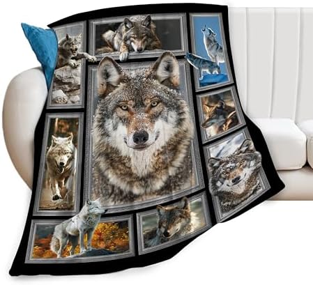 Wolf Blanket Wolfs Throw Blanket Wolves Lover Gifts for Men Boys Adults Soft Plush Stuff Fleece Flannel Bedding for Sofa Office Decor 50"X60" by Unknown