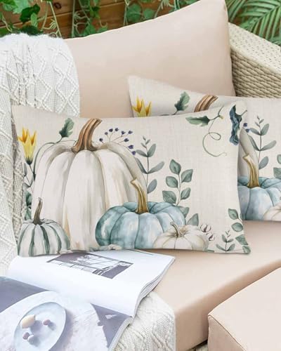 Pillow Covers 20x36 Inch - King Thanksgiving Fall/Autumn Harvest of White Pumpkins and Leaves Soft Brushed Microfiber Pillowcases with Hidden Zipper Closure Bed Pillow Shams for Bedroom Sofa Car - Image 6