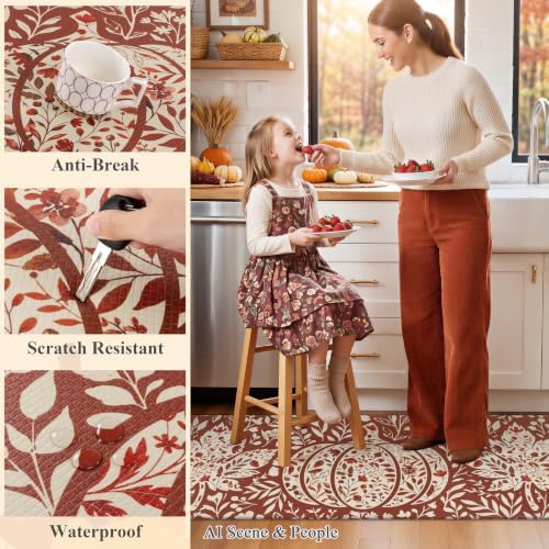 U'Artlines Fall Kitchen Mat Anti Fatigue Mats for Floor Pumpkin and Leaves - Image 5