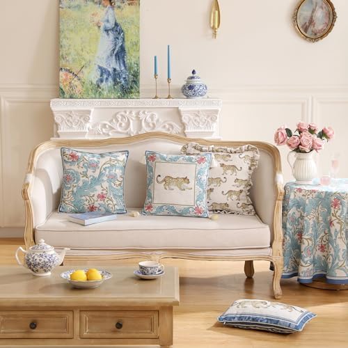 patdrea Designer Vintage Blue Throw Pillow Cover,18"x18" - Image 3