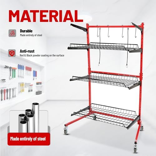 ALMULOO Auto Body Parts Storage Rack 3 Shelf Cart Storage Rack Stand - Image 3