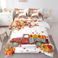Thanksgiving Pumpkin Twin Comforter Set 7 Piece,Maple Leaves Truck Sunflower Bed in a Bag,Autumn Harvest Bedding Comforter Sets with 1 Comforter,2 Shams,2 Pillowcases,1 Flat Sheet,1 Fitted Sheet by Erosebridal