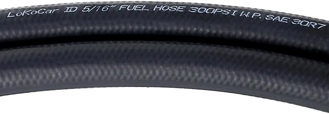LokoCar 5/16" ID Fuel Hose Line Push Lock NBR Rubber SAE 30R7 300PSI 5ft Black - Image 2