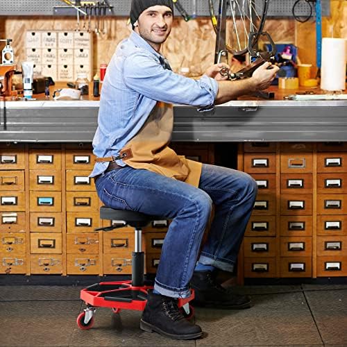 Goplus Mechanic Stool with Wheels, Magnetic Tool Tray, 330LBS Capacity - Image 2