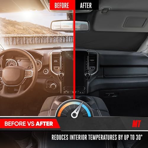 Motor Trend Custom Fit Dodge Ram 1500 Windshield Sun Shade - Fits All (2019-2026) Trims - Foldable Pop-Up Car Windshield Sunshade Dodge Ram 1500 Accessories - Automotive Ram Truck Interior Protection