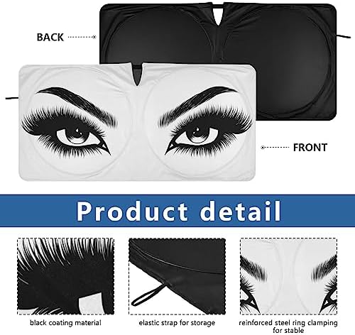Women Eyes Makeup Windshield Sun Shade Car Foldable Sunshade Front Window Visor Protector Blocks UV Rays Heat Keep Vehicle Cool (59 x 30 in)