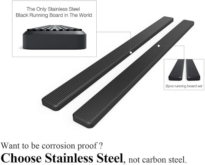 APS 6in Black Stainless Steel Running Boards Compatible - Image 5