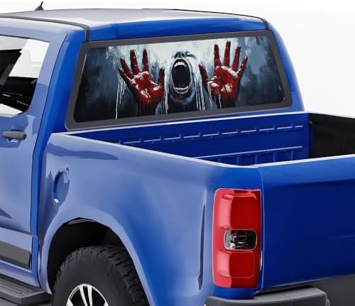 Vintage Watercolor Hand Rear Window Decal Wrap Graphic, Abstract Horror Ghost Vinyl Window Film Truck Back Window Decals,Pickup Trucks Back Window Stickers 66 x 22 inch