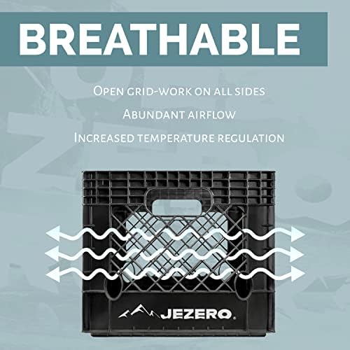 JEZERO 24 Quart 2-Pack Heavy Duty Plastic Crate | Stackable Multi-Purpose Storage Bin for Garage, Home, Office, Groceries, Outdoor, Camping & Kayaking | Black Utility Tote, 19" x 13" x 11" - Image 5