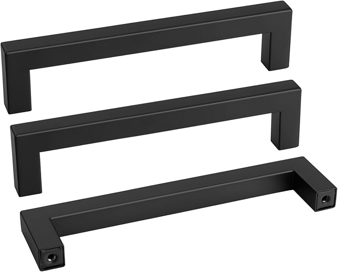 Goldenwarm 10 Pack Black Square Bar Cabinet Pull Drawer Handle Stainless Steel by goldenwarm