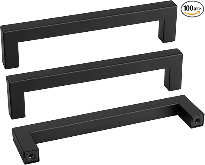 goldenwarm 100 Pack 6-1/4INCH Black Square Bar Cabinet Pull Drawer Handle by goldenwarm