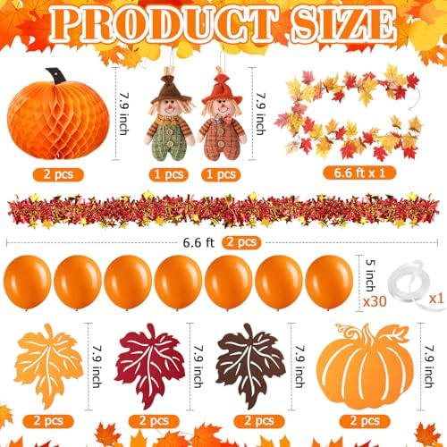 Suncalla 45 Pack Golf Cart Decorations Fall Party Set, Pumpkin Garland - Image 2