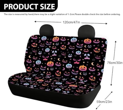 Pumpkin Car Rear Seat Covers,Auto Back Seat Protector Decoration Non-Slip Mat Flat Cloth Vehicles Rear Bench Cover for Women Men