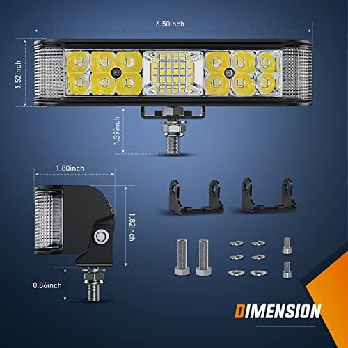 Nilight Side Shooter LED Light Bar / Pods 2PCS 6.5 Inch 60W Flood Spot Beam Combo Fog / Driving Light Work Light for Truck ATV UTV Boat, 2 Years Warranty