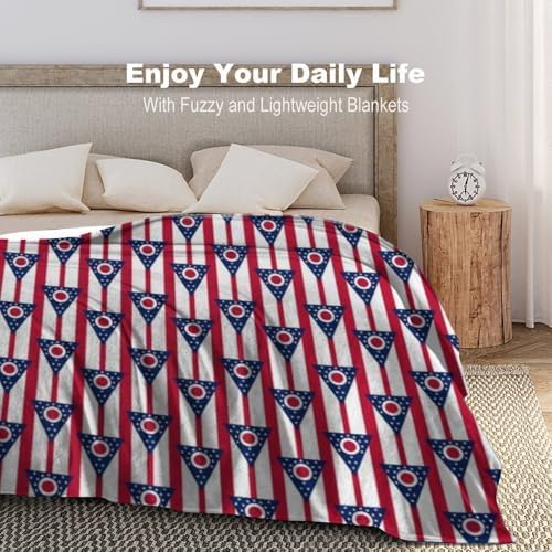 Socira Ohio Flag State Blanket Throw Blanket Ohio Flag State Gifts for Women Men Soft Sofa Throws for Travel Camping Bed Home Decor Car Birthday Gift 60"*80"（150 * 200cm） - Image 6