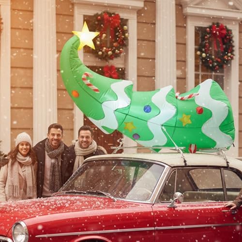 Soulchen 5 FT Christmas Inflatable Car Decorations with LED Lights Blow up Lying Down Christmas Tree for Outdoor Car Roof Decor Xmas Vehicle Accessories Yard Lawn Garden - Image 7