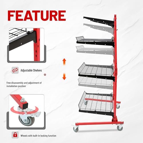 ALMULOO Auto Body Parts Storage Rack 3 Shelf Cart Storage Rack Stand - Image 4