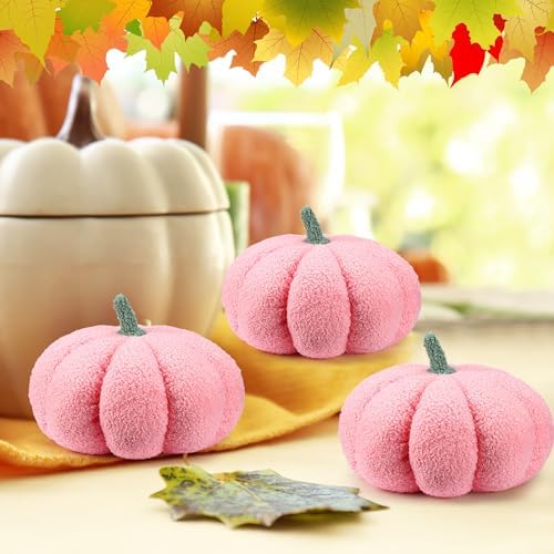 Namalu 3 Pcs Thanksgiving Pumpkin Pillows,7.87 Inch,Pink - Image 5