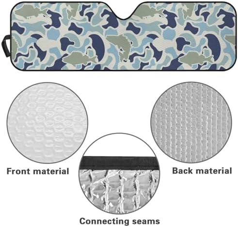 Renewold Fish Camo Car Windshield Sun Shade Auto Sunshade Fit for Jeep Wrangler JK JKU JL JLU Front Window Sun Shield Sun Visor for Jeep Gladiator JT 2020-2023 Summer Keep Cool Interior Accessories
