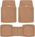 Motor Trend FlexToughXL Floor Mats for Cars Full Set, All-Weather Rubber Automotive Floor Mats, Waterproof Heavy Duty Car Mats, Flexible Floor Liners for Car Truck Van SUV, Car Floor Mats (Beige)