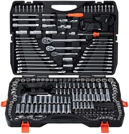VEVOR Mechanics Tool Set, 308-Piece Mechanic Tool Kit, 1/4 in, 3/8 in, and 1/2 in Drive, SAE and Metric Socket Set, Wrenches, Screwdriver Bits, Accessories, and Storage Case, for Automotive Repair by VEVOR