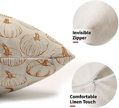 Fall Lumbar Pillow Covers 12x20 Set of 2 Burnt Orange Pumpkin Harvest - Image 3