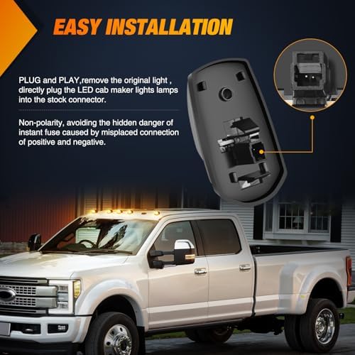 Nilight 9 LED Cab Marker Light Smoke Lens Fits 2017-2021 Ford Super Duty