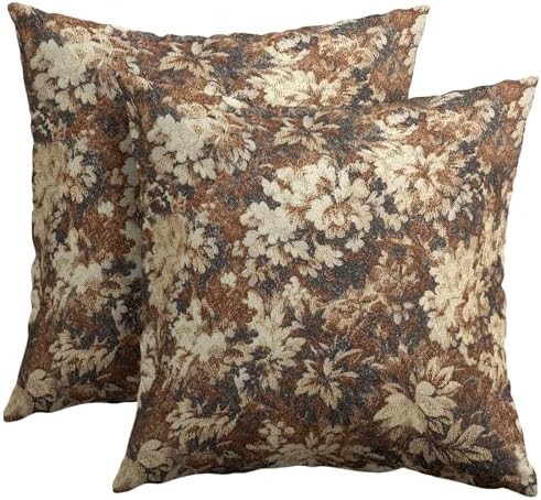 Spring Brown Pillow Covers 20x20 Set of 2 Neutral Floral Throw Pillow Covers Vintage Pillowcase Linen Decoration Farmhouse Soft Decorative Farmhouse Accent Cushion Case Couch for Indoor Home Decor by Unknown