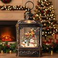 Christmas Snow Globe Swirling Glittering Lantern Santa Flying with Reindeer, USB Lined/Battery Operated Lighted Water Lantern for Christmas Festival Decoration Gifts by Qualdout
