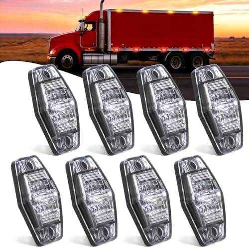 Nilight 2.5" Oval Side Marker Light, White Lens Amber & Red LED Waterproof