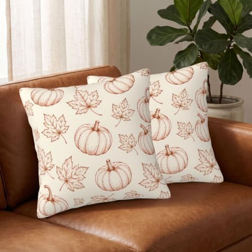 KiuLoam Fall Pillow Covers 22x22 Set of 2 Burnt Orange Pumpkin Decor - Image 3