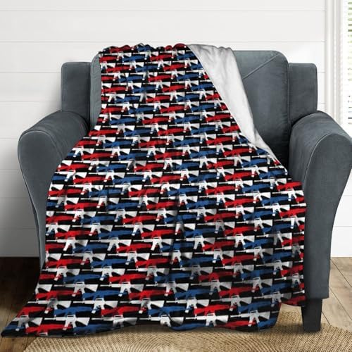 Socira American Flag Guns Blanket Throw Blanket American Flag Guns Gifts for Women Men Soft Sofa Throws for Travel Camping Bed Home Decor Car Birthday Gift 50"*60"（130 * 150cm） by Socira