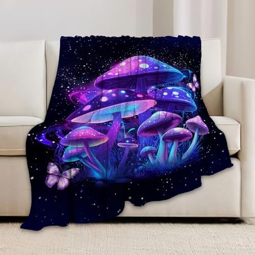 Mushroom Blanket, Purple Mushrooms Throw Blanket, Purple Blankets Stuff Fleece Flannel Plush for Women Men Boys Girls Lovers Adults Soft Bedding Gift for Sofa Bed Office Home Decor 50"X60" - Image 6