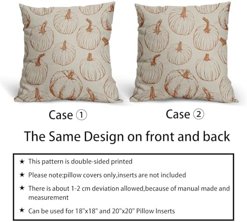 Fall Pillow Covers 24x24 Set of 2 Burnt Orange Pumpkin Harvest - Image 6