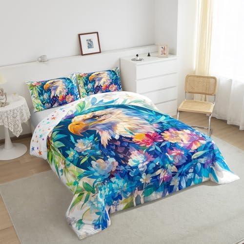 Feelyou Owl Bedding Set Twin Size 3D Animal Printed Comforter Set for Kids Boys Girls Bird Decor Comforter Flowers and Plants Duvet Set - Image 4
