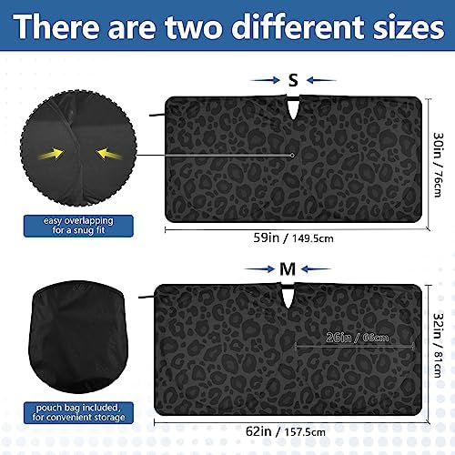 Black Leopard Car Windshield Sun Shade Foldable Animal Skin Print Sunshade Front Window Visor Protector Blocks UV Rays Heat Keep Vehicle Cool (59 x 30 in)
