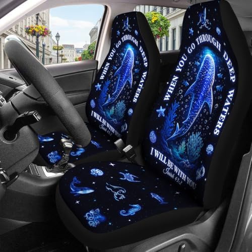 GENANY Bible Verse Car Seat Covers, 2-Piece Front Seat Set