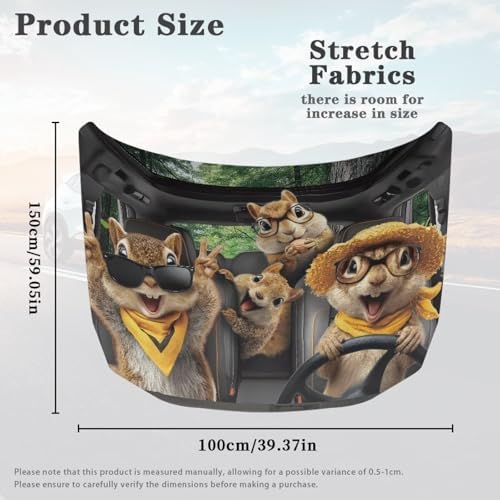 Funny Chipmuck Hood Wraps for Cars Hood Wrap Protector Washable Car Hook Elastic Fabrics Can be Washed Hook Wraps