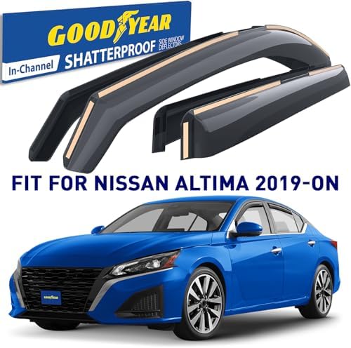 Goodyear Shatterproof in-Channel Window Deflectors for Nissan Altima 2019-2026, Rain Guards, Window Visors for Cars, Vent Deflector, Car Accessories, 4 pcs - GY008435